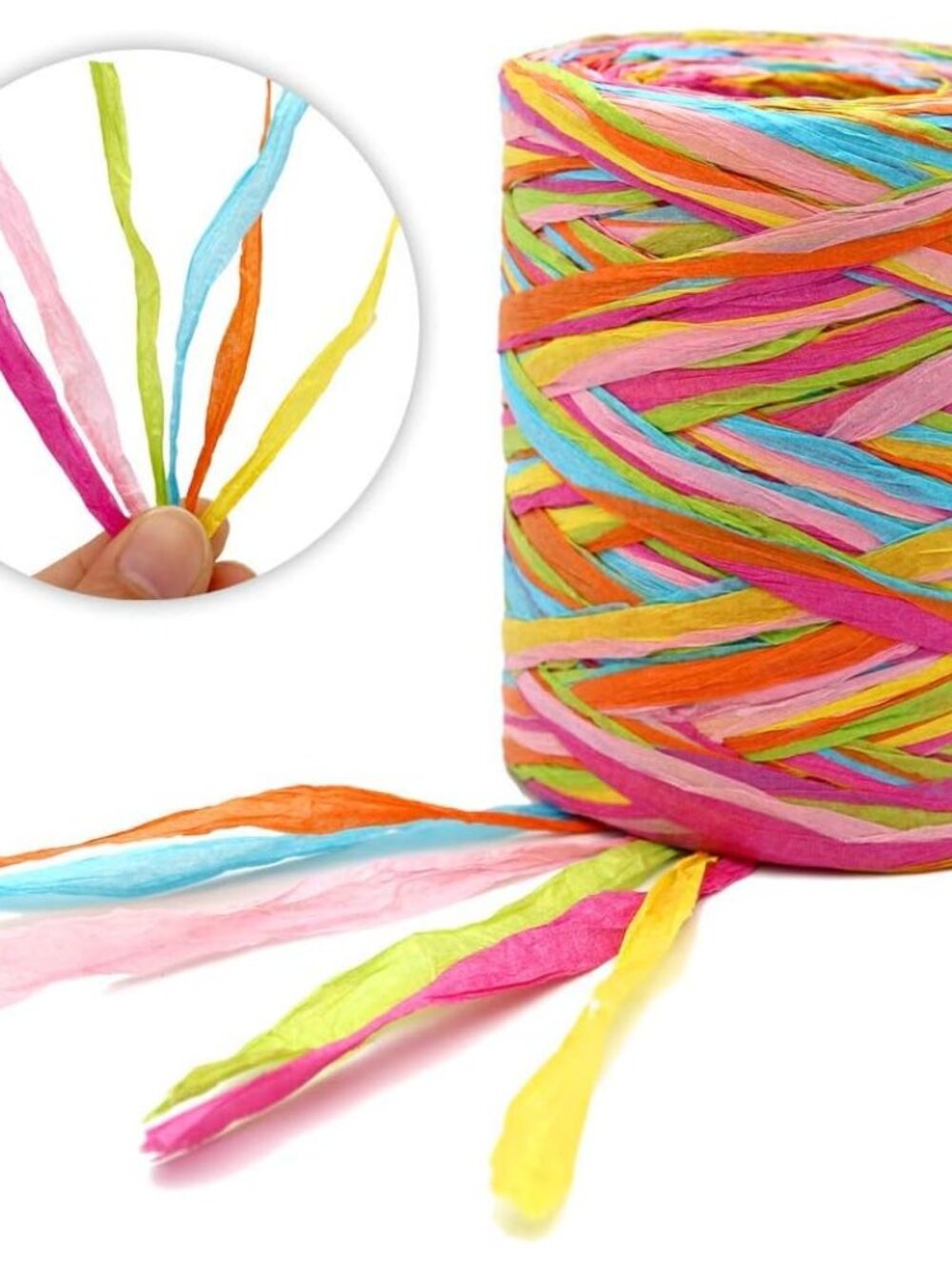 Colored 262 Feet Raffia Paper Ribbon, 6 Colored Packing Paper String